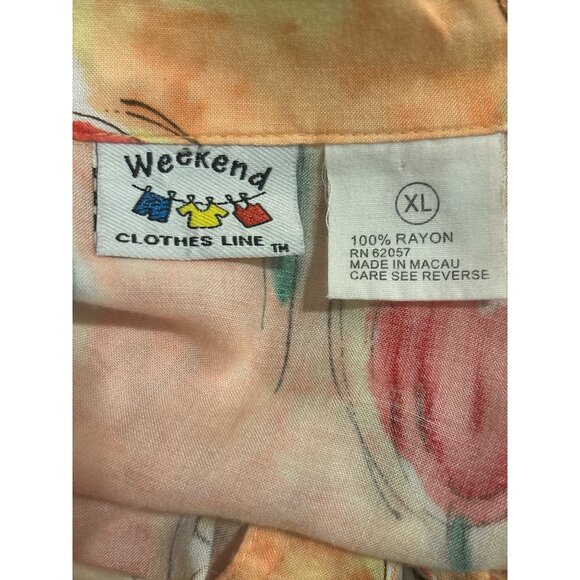 Vintage Weekend Clothes Line Tulip Print XL Shirt - Picture 5 of 8